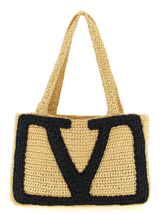 Beige Viscose Tote Bag