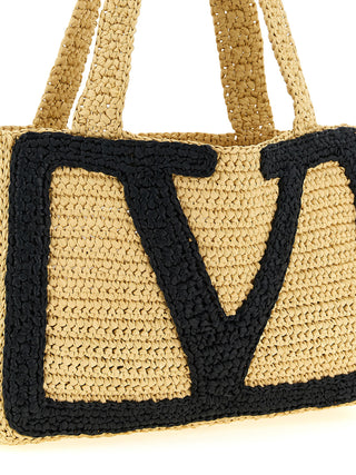 Beige Viscose Tote Bag