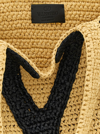 Beige Viscose Tote Bag