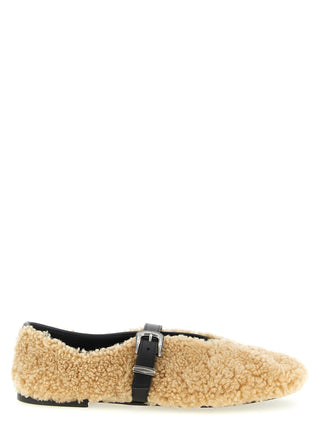Beige Calfskin Ballet Flats