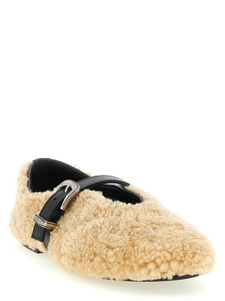 Beige Calfskin Ballet Flats