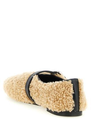 Beige Calfskin Ballet Flats