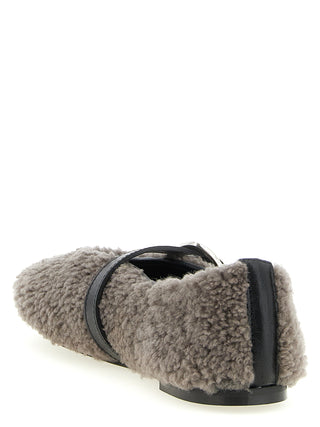 Gray Calfskin Ballet Flats