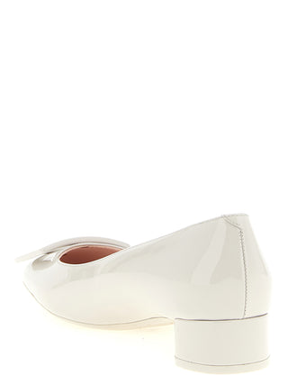 Gray Calfskin Mid Heel Pumps