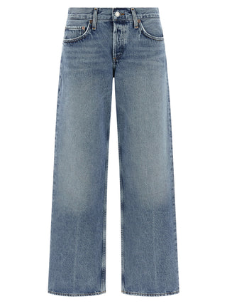 Jeans de pierna recta de algodón azul