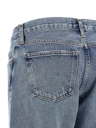 Blue Cotton Straight-Leg Jeans