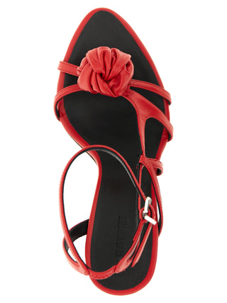 Red Calfskin Stiletto Heel Sandals