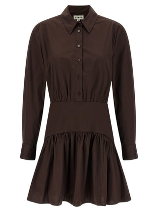 Brown Cotton Short Dress