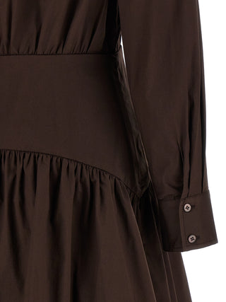 Brown Cotton Short Dress