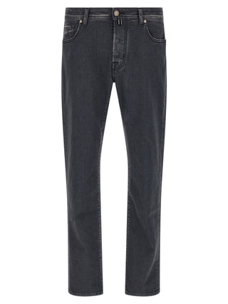 Gray Cotton Straight-Leg Jeans
