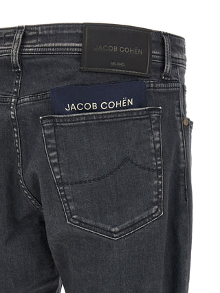 Gray Cotton Straight-Leg Jeans