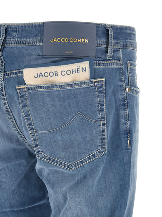 Blue Cotton Straight-Leg Jeans