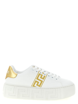Zapatillas con plataforma de nailon dorado