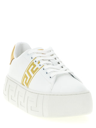 Zapatillas con plataforma de nailon dorado