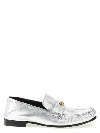 Silver Lamb Leather Slip-On Loafers