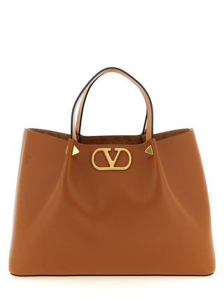 Bolso tote de piel de becerro marrón