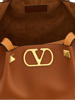 Bolso tote de piel de becerro marrón