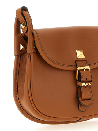 Bolso de hombro marrón de becerro