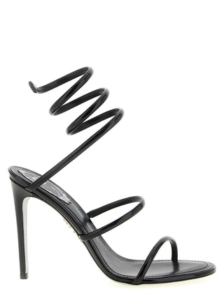 Sandalias de tacón stiletto negras de piel de becerro