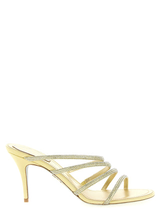 Sandalias de tacón stiletto de viscosa dorada