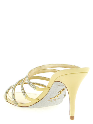 Gold Viscose Stiletto Heel Sandals