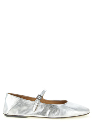 Silver Calfskin Ballet Flats