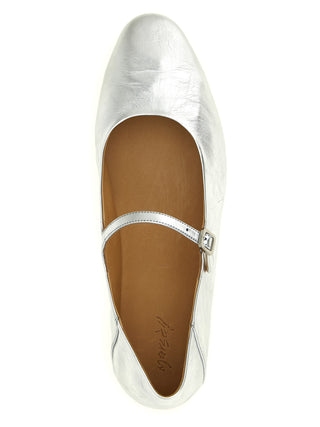 Silver Calfskin Ballet Flats
