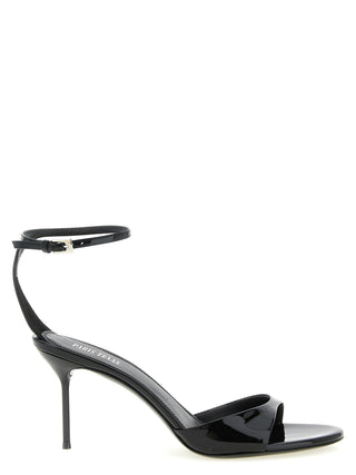 Black Calfskin Stiletto Heel Sandals