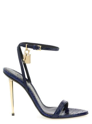 Blue Calfskin Stiletto Heel Sandals