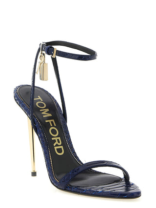 Blue Calfskin Stiletto Heel Sandals