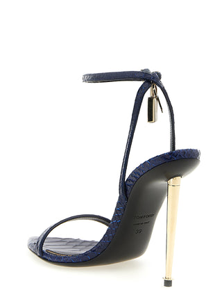 Blue Calfskin Stiletto Heel Sandals