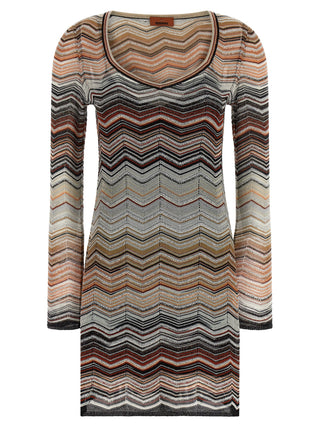 Brown Viscose Short Dress