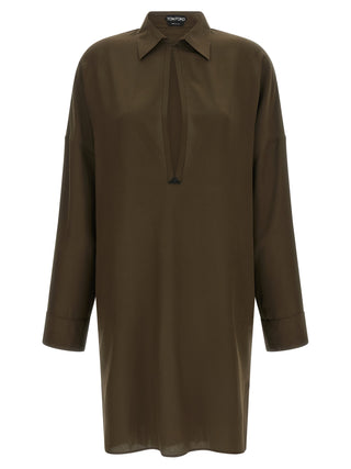 Bicolor Silk Midi Dress