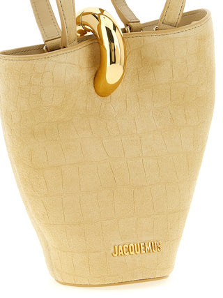 Bolso de mano de piel de becerro beige