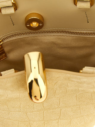 Bolso de mano de piel de becerro beige
