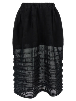 Black Polyester Midi Skirt