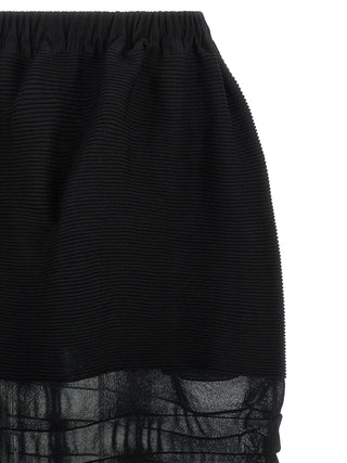 Black Polyester Midi Skirt