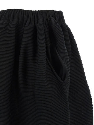 Black Polyester Midi Skirt