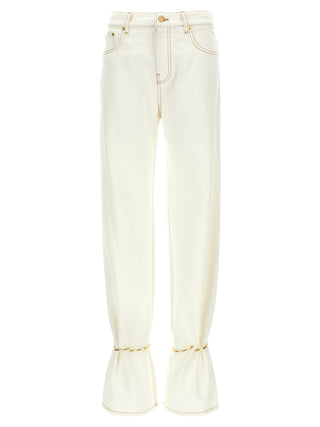 White Cotton Straight-Leg Jeans