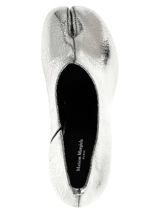 Silver Calfskin Mid Heel Pumps