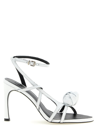 White Calfskin Stiletto Heel Sandals