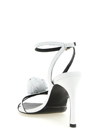 White Calfskin Stiletto Heel Sandals