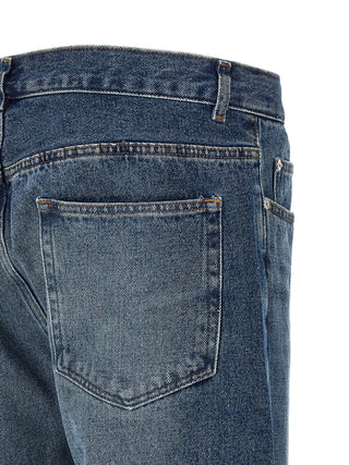 Blue Cotton Straight-Leg Jeans