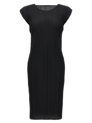 Black Polyester Midi Dress