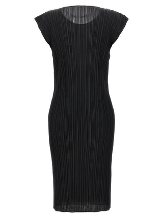Black Polyester Midi Dress