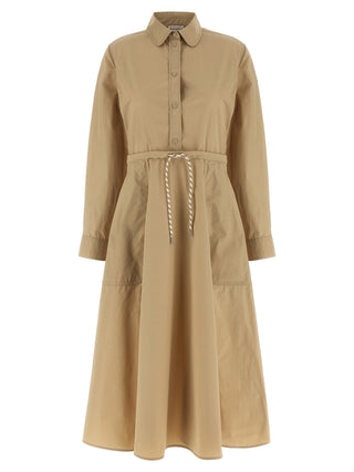 Beige Polyester Long Dress