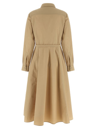 Beige Polyester Long Dress
