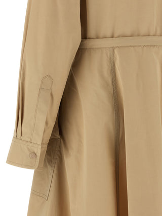 Beige Polyester Long Dress