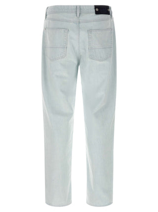 Blue Cotton Straight-Leg Jeans