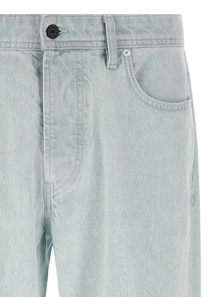 Blue Cotton Straight-Leg Jeans
